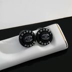 18K  Chanel Black Round Earrings