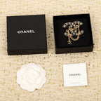 18K  Chanel Black Chain Brooch