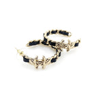 18K  Chanel Cricle Leather Earrings