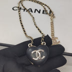 18K  Chanel Black Heart Gold Necklace