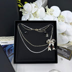 18K  Chanel 25K Bow Tie Diamond Gold Necklace