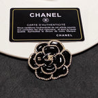 18K  Chanel Black Flower Brooch