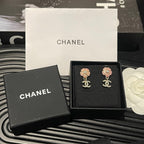 18K  Chanel 26C Pink Camellia Diamond Earrings