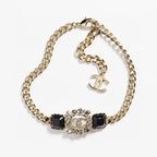 18K  Chanel Black Crystals Chain Necklace