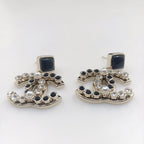 18K  Chanel Black Crystals Earrings