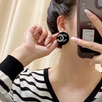 18K  Chanel Black Resin Crystals Earrings