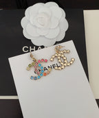 18K  Chanel Color Crystals Earrings