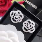 18K  Chanel Camellia Diamond Earrings