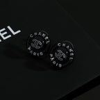 18K  Chanel Black Round Earrings
