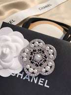 18K  Chanel Camellia Pearls Brooch