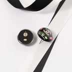 18K  Chanel Black Round Earrings
