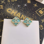 18K  Chanel Blue Resin Earrings