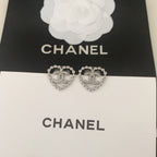 18K  Chanel Black Heart Diamond Earrings