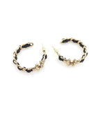 18K  Chanel Cricle Leather Earrings