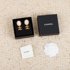 18K  Chanel Big Pearl Pendant Earrings