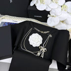 18K  Chanel 25K Bow Tie Diamond Gold Necklace