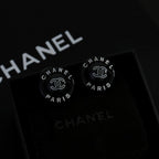 18K  Chanel Black Round Earrings