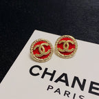 18K  Chanel Black & Red Earrings