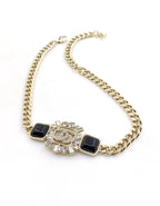 18K  Chanel Black Crystals Chain Necklace