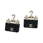 18K  Chanel Classic Bag Pendant Earrings