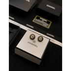 18K  Chanel Black Earrings