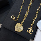 18K  Chanel Black & Red Heart Gold Necklace