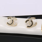 18K  Chanel Crystal Leather Earrings