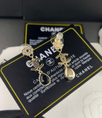 18K  Chanel Black Crystals Earrings