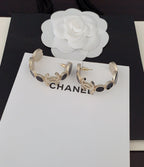 18K  Chanel Black Crystals Earrings