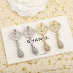 18K  Chanel Cross Rhombus Earrings