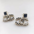 18K  Chanel Black Crystals Earrings