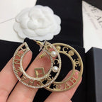 18K  Chanel Circle Pearl Earrings