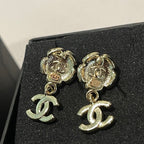 18K  Chanel 26C Pink Camellia Diamond Earrings