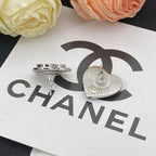 18K  Chanel Black & Red Heart Gold Earrings