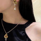 18K  Chanel Camellia Pearl Earrings