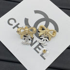 18K  Chanel Bow Tie Gold Earrings