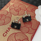 18K  Chanel Classic Bag Pendant Earrings
