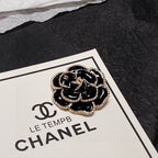 18K  Chanel Black Flower Brooch
