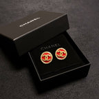 18K  Chanel Black & Red Earrings