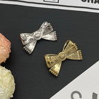 18K  Chanel Bow Tie Pearl Gold Brooch