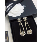 18K  Chanel Crystal Pendant Earrings