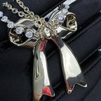 18K  Chanel 25K Bow Tie Diamond Gold Necklace