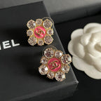 18K  Chanel Color Flower Diamond Earrings