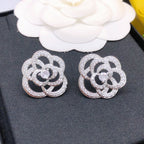 18K  Chanel Camellia Diamond Earrings