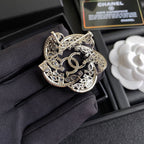 18K  Chanel Camellia Crystals Brooch