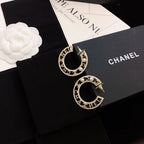 18K  Chanel Circle Pearl Earrings