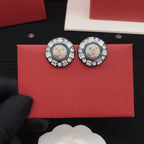 18K  Chanel Crystals Black Earrings