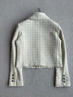 Chanel 2025 White Woven Tweed Fabric Jacket 318544