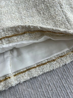 Chanel 2025 White Woven Tweed Fabric Jacket 318544