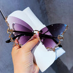 IL - Vintage Rimless Butterfly Sunglasses - Luxury Diamond-Encrusted Oversized Sun Glasses